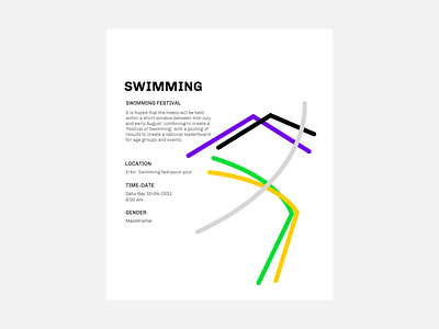 Swimming fun poster illustration ksd line minimal socialmedia sport poster swimming typography