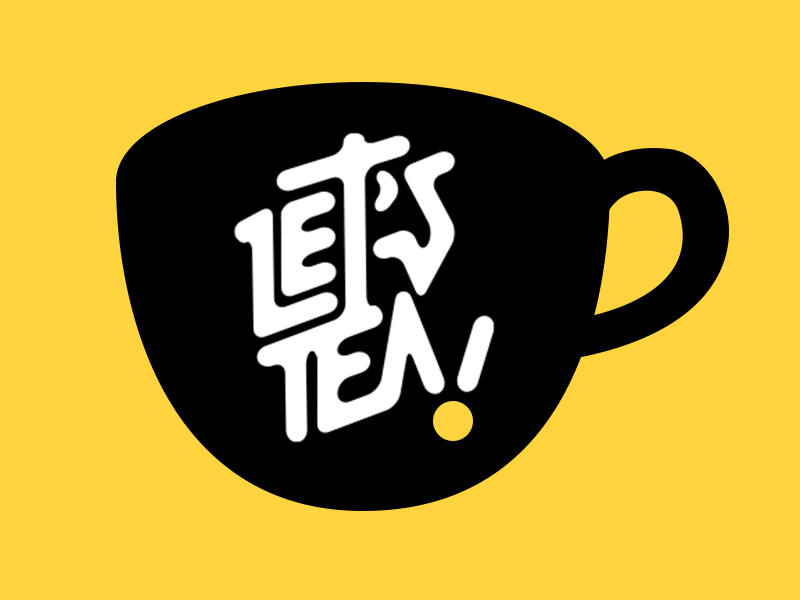 Let's Tea! branding caffeine cup drink flat identity design illustration logo mobile refreshment tea typography vector visual design web yellow