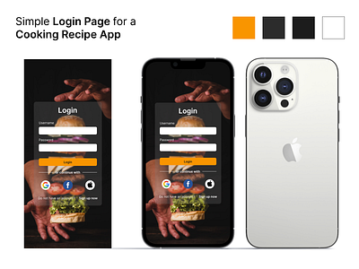 UI Practice : Login Page ( Cooking Recipe App ) design login mobile ui ui design ui practice ui ux design