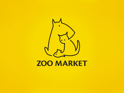 ZOOMARKET animals cat dog fish logo market zoo