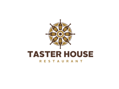 Taster House cognac house logo logotype restaurant taste taster vine wheel whiskey
