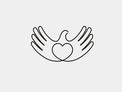 Bird bird hand heart logo mark