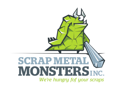 Scrap Metal Monsters brandign cartoon identity logo metal monstr scrap