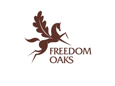 Freedom Oaks brand caring farm horse identity logo nature oak pegasus