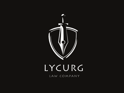 Lycurg identity law lawyer logo pen stilus sword