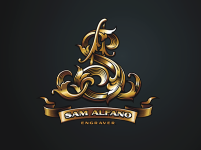 Sam Alfano engraving enrgaver gold identity logo logotype metal