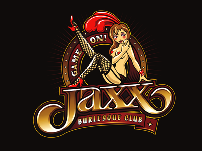 Jaxx burlesque club game identity logo logotype mark typography