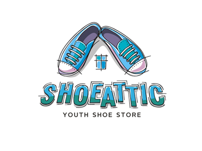 Shoeattic brand branding identity logo shoe shoes shop