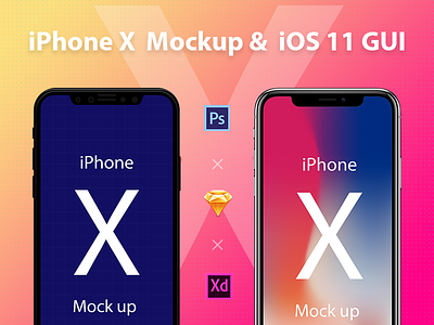 iPhone X Mockup & iOS 11 GUI adobe xd design download gui ios 11 iphone 8 iphone x mockup photoshop sketch ui