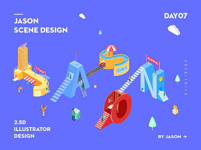 2.5D Scene Illustrator 2.5d design icon illustration isomatric jason people scene shop ui weather