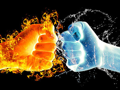 Ice And Fire Fist collision design fire fist hand ice parper pk poster