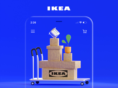 IKEA - 3D Illustration 3d art blender blue box cart design flower graphic design home ikea illustration isometric metal mobile phone