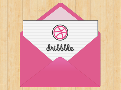 Hello World debut dribbble envelope invite