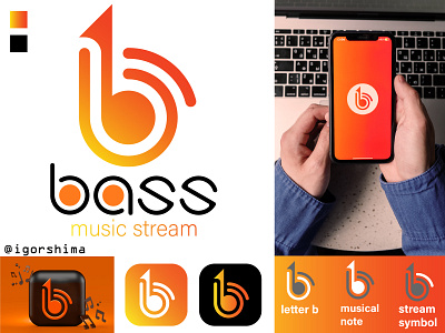 Bass, music stream site logo and app adobe illustrator app brand design brand logo branding daily logo daily logo challenge design graphic design logo logo design logo designer logo maker logo mark logos mockup music stream streaming ui