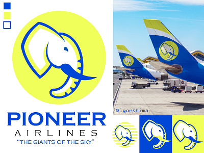 Pioneer airline minimalist mascot logo design