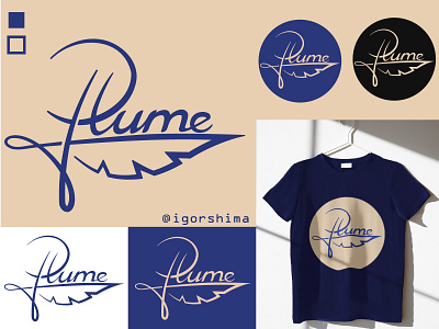 Plume, hand lettering typo logo design