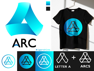 Arc geometric 3d gradient logo