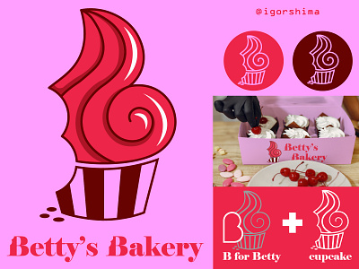 Betty's bakery, cupcake logo design bakery brand design brand logo branding cupcake daily logo daily logo challenge design graphic design icon inspiration logo logo design logo designer logo inspiration logo maker logo mark logo type mockup sweet