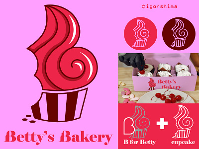 Betty's bakery, cupcake logo design