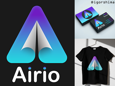 Airio, gradient paper plane logo 3d 3d logo brand design brand logo branding business business card daily logo daily logo challenge design gradient graphic design logo logo concept logo design logo designer logo inspiration mockup modern logo tshirt