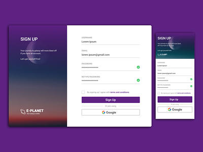 Sign Up Page app design ui web