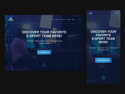 Landing Page design esport gaming landing page ui web