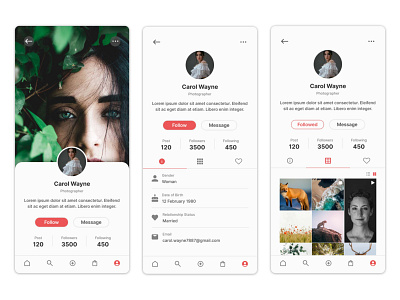 User Profile app design layout profile ui web