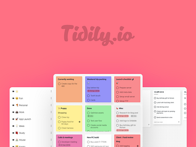 Todo web app - tidily.io beta project manager task task manager to do todo web app