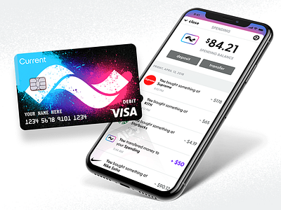 Current Rebrand app branding card cash current debit finance money rebrand teens ui ux