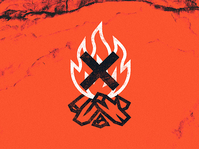 We're having a fire!... black campfire fire icon illustration kindling logs orange x