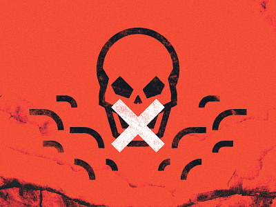 Toxic Skull black icon illustration orange skull smoke white