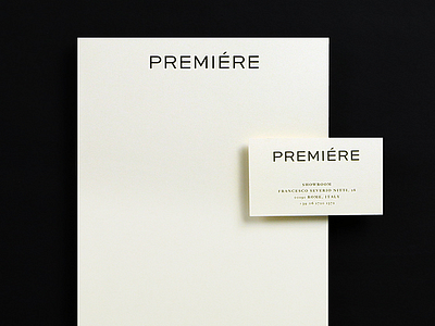 Première business card and letterhead brand identity branding collateral marble premier sans serif serif stationary textil typography