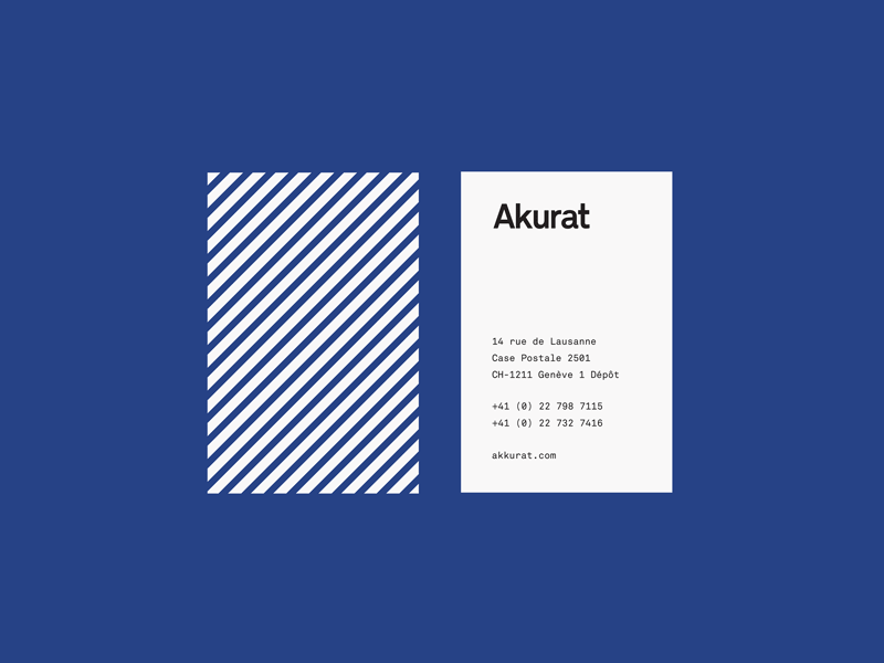 Akurat blue branding business card grey inspiration layout minimal monotype stripes typography visual identity