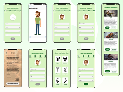 Character creation screen app case study design larp ui ux