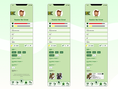 Character sheet screen app case study design larp ui ux