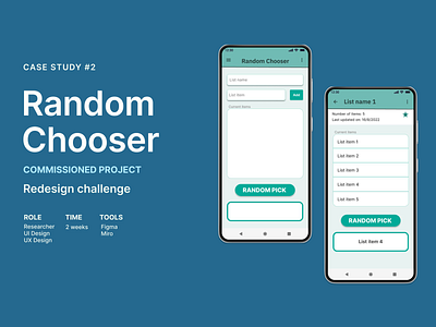 Random Chooser app app case study design research ui ux