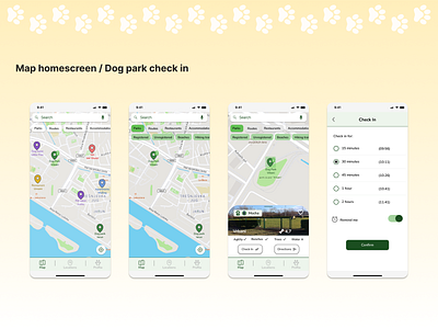 Map home screen / Dog park check in