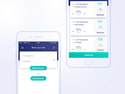 Corporate Shuttle Service - Mobile UI