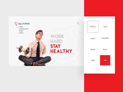Landing Page clean employee features interface landing page products side bar simple stay healthy ui work hard