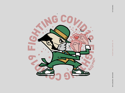 Fighting covid 2d colour covid19 design graphic design green illustration logo soap sticker
