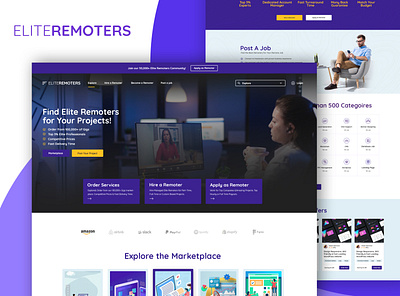 Eliteremoters Landing Page UI Design employment fiverr freelancing job board job postings landing page recruitment remotejob ui design upwork website design