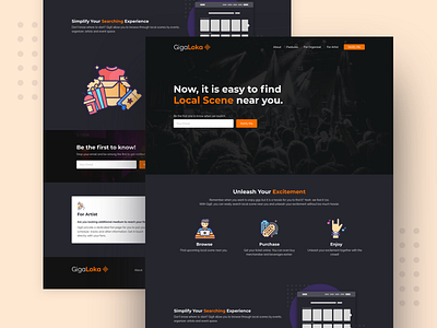 Gig Finder Exploration events gig landing page music startup tickets traction ui ux