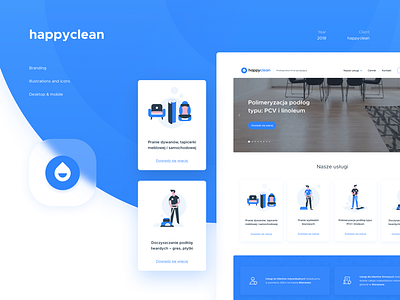 happyclean blue branding clean cleaning drop happy icon illustration service ui ux water