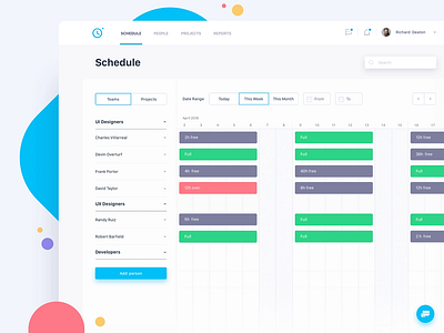 Resource Scheduling App animation clean dashboard dots interaction principle product project management scheduling tasks team time tracking timeline ui ux web app