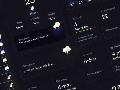 Weather App app dark theme forecast icon mobile ui rain sun temperature ux weather weather app weather prediction