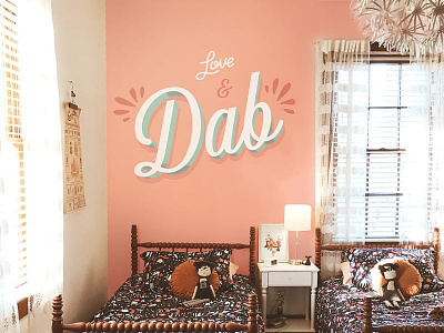 Love & Dab dab decoration girls installation interior kids lettering playful room textile wall