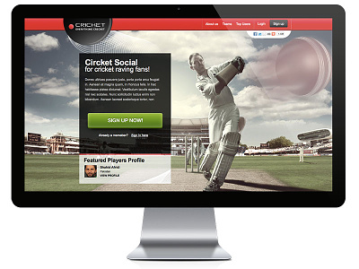 Cricket Social Website - UI UX design ui ux website