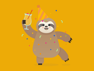 Party Sloth 🎉 illustration party perezoso sloth sticker sticker.place