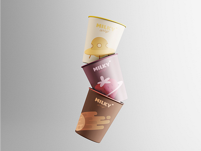 Milky Cups branding branding design cup design cups design galaxy graphic design illustration packaging space