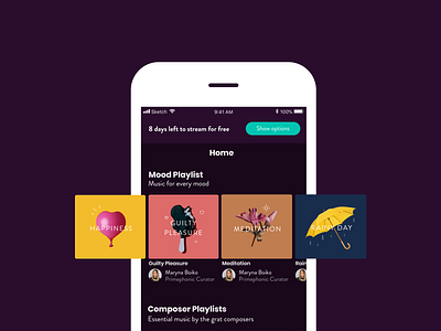 Mood Playlist - Music App app app design art direction brand branding branding design design graphic design mood music music app ui